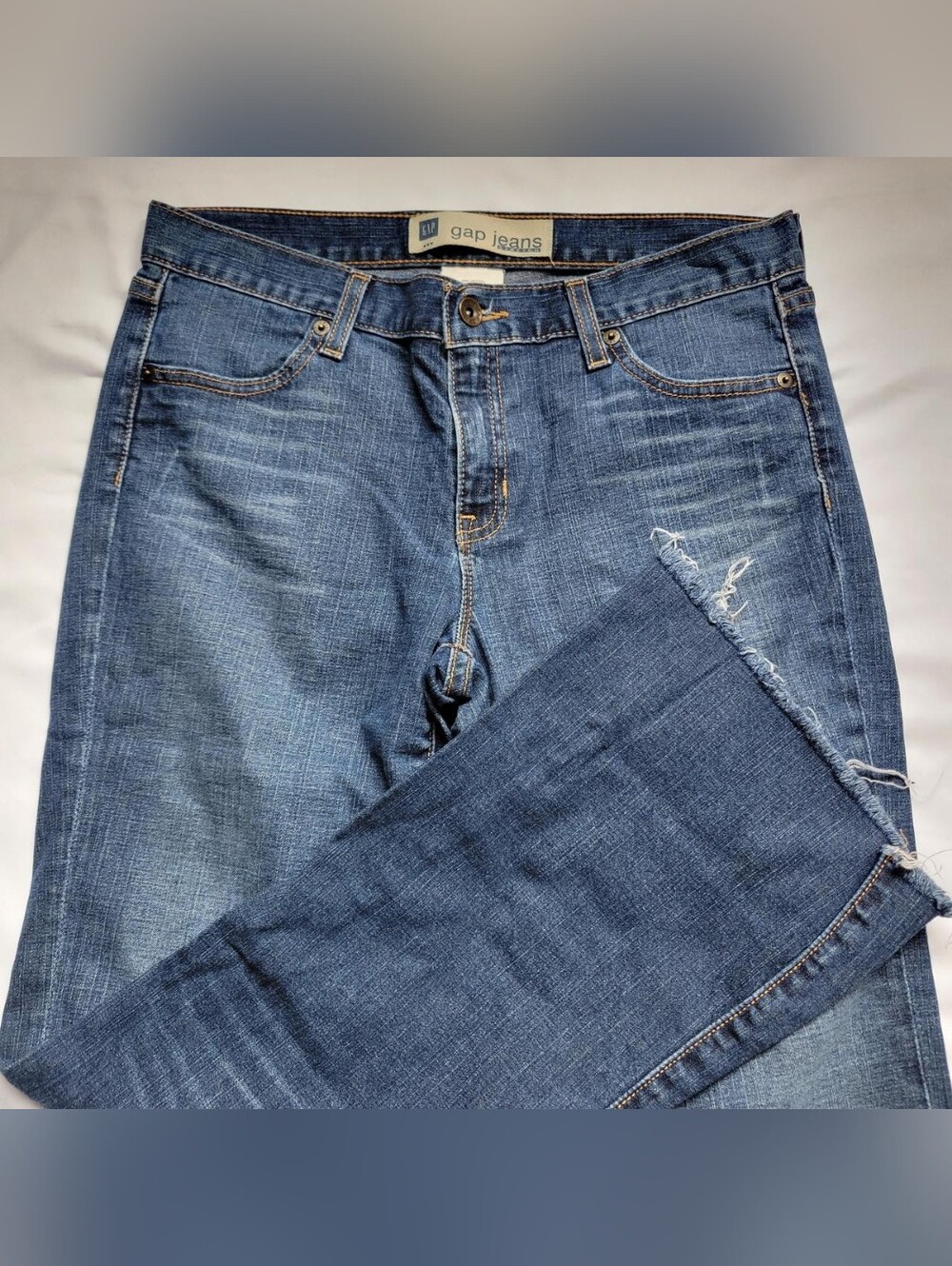 Gap Jeans Stretch Womens Size 6 Blue Boot Cut Distressed Faded Denim